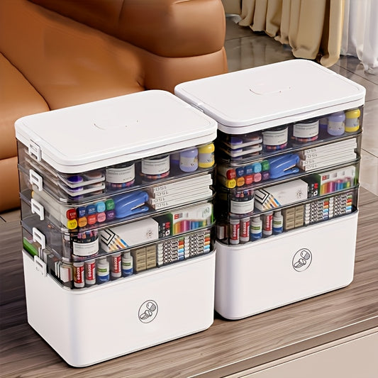 4-Tier Large-Capacity Transparent Stackable Storage Box with Lids & Safety Lock – Heavy-Duty Organizer for Home, Office & Bathroom 🏠