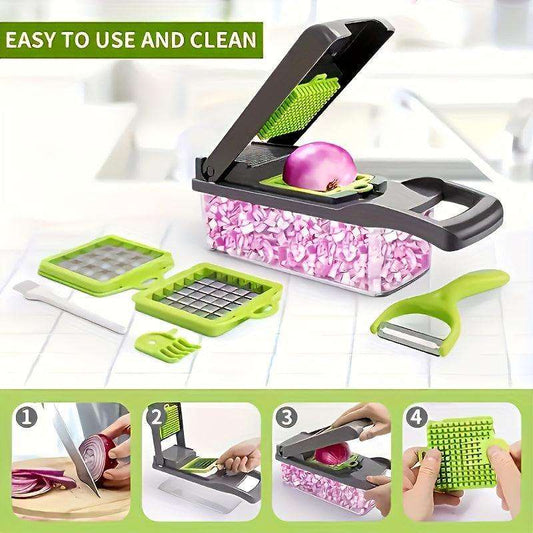 16-in-1 Vegetable Chopper Set – Multi-Blade Slicer with Container & Peeler - PulinGO