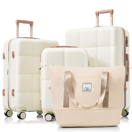4-Piece Expandable ABS Suitcase Set with USB Port