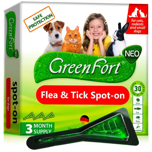 Flea & Tick Prevention for Dogs, Cats & Rabbits – Natural Topical Drops with Mosquito Repellent (3 Doses)