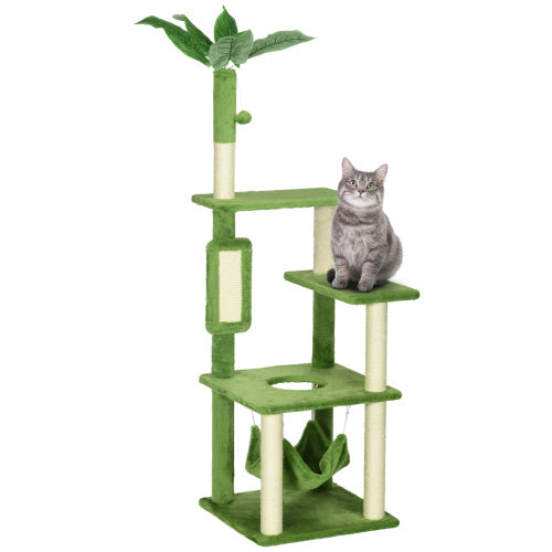 PawHut 56" Cat Tree – Indoor Cat Tower with Hammock, Scratching Posts, Play Ball, Platforms & Anti-Tipping Device