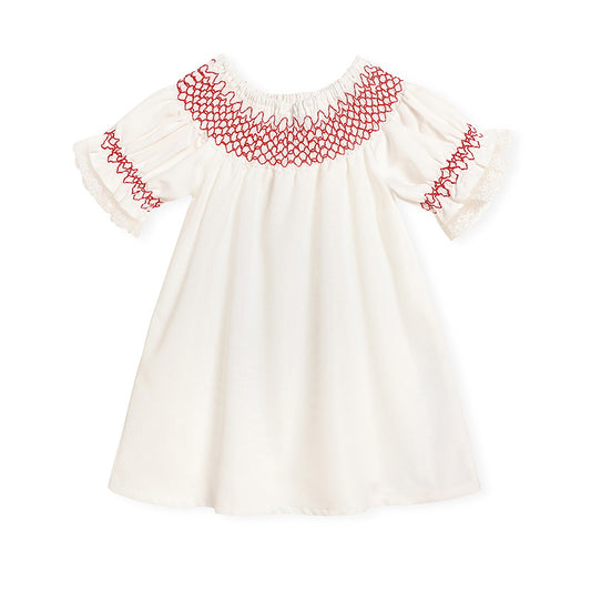 Infant Baby Girl Valentine’s Day Dress ❤️ White Lace with Red Embroidery (111 karakter ✅)