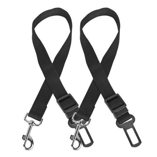 2PCS Pet Dog Seat Belt Leash – Adjustable Nylon Car Safety Leads for Dogs & Cats, Secure Vehicle Travel Harness Strap