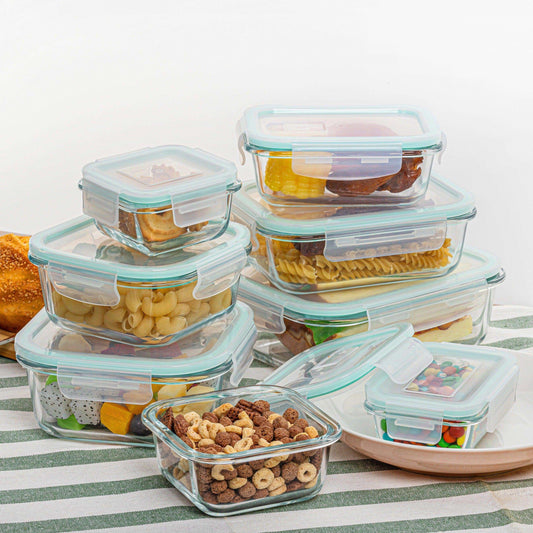8pcs Glass Meal Prep Containers – Airtight, Leak-Proof, Microwave & Freezer Safe - PulinGO