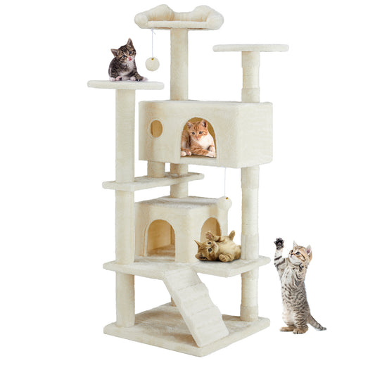 Multi-Functional Cat Treehouse – Cat Climbing Frame with Condo, Platforms, Scratching Posts & Cozy Resting Areas for Indoor Cats