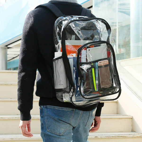 Large Transparent School Bag – Clear Backpack for School, Stadium, Travel & Events