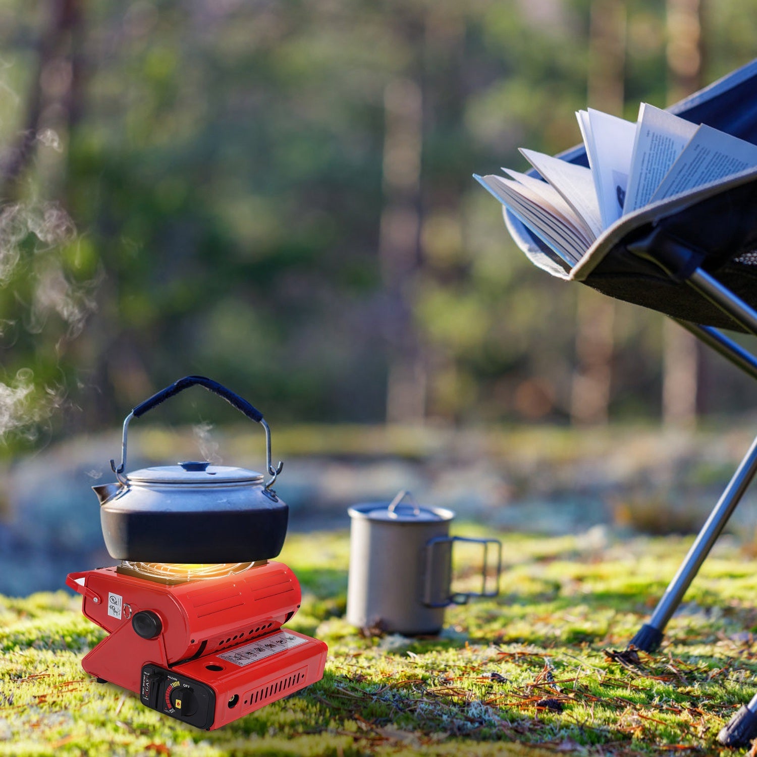 2-in-1 Portable Butane Burner Heater & Stove – Outdoor Gas Heater & Cooking Stove with Handle