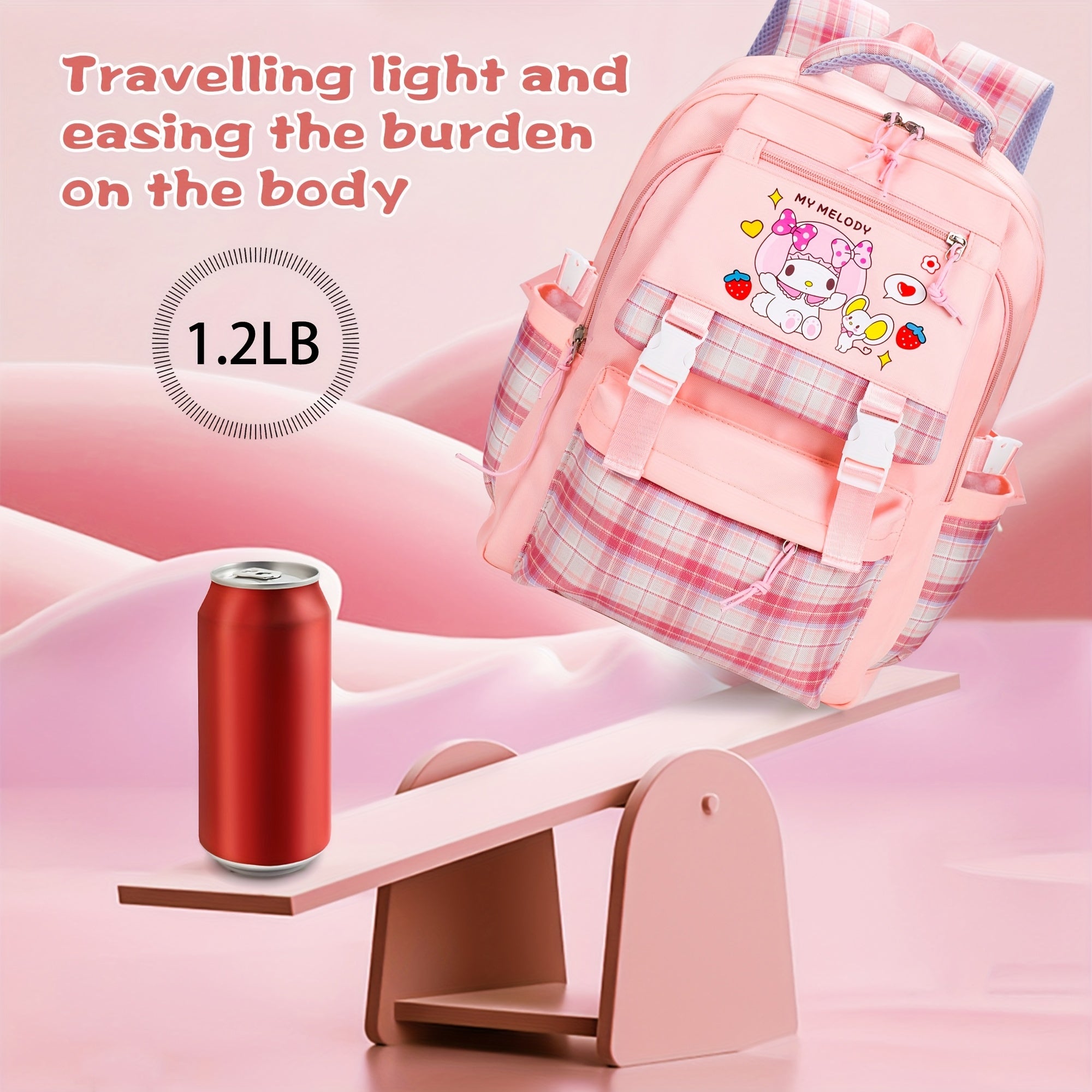 Sanrio Hello Kitty Large Capacity Backpack Set – Pink Cartoon Backpack with Stationery Bundle & Adjustable Straps