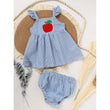 Kids Baby Girl Back to School Outfit – Summer Ruffle Sleeve Applique Top & Shorts Set, Cute First Day of School Clothes for Girls