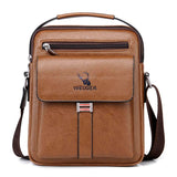 Leather Messenger Crossbody Shoulder Bag for Men – Work, Business & Casual Travel Bag with Adjustable Strap & Metal Zipper
