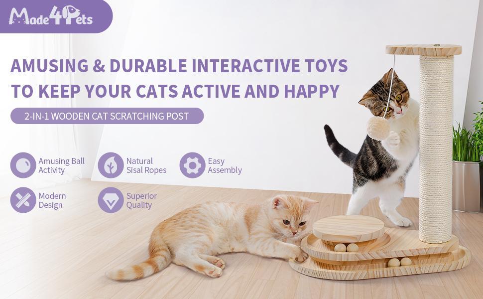 Indoor Cat Soft Scratching Board & Interactive Ball Track Toy – Cloud-Shape Groomer with Sisal Scratcher and Pom-Pom Ball Play