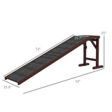 Pet Ramp for Dogs with Non-Slip Carpet & Top Platform – Pine Wood, 74" × 16" × 25"
