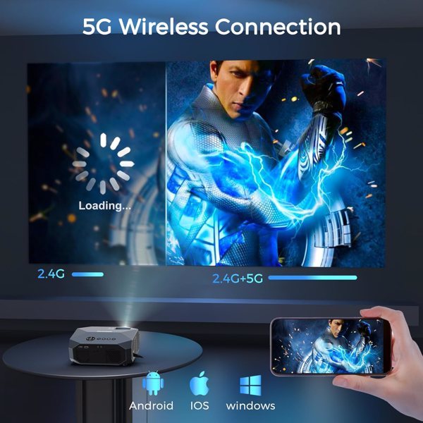 Native 1080P Projector with 5G WiFi and Bluetooth - 4K Supported Home Theater Projector