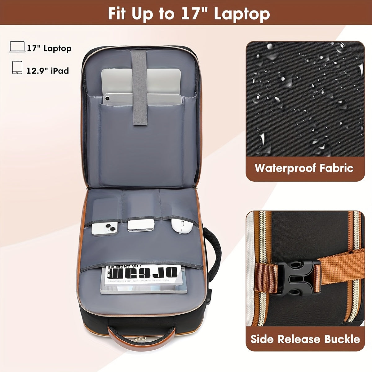 Large Carry-On Travel Backpack – TSA/Personal-Item Compatible, Fits 17″ Laptop, USB Port & 3 Packing Cubes 🧳