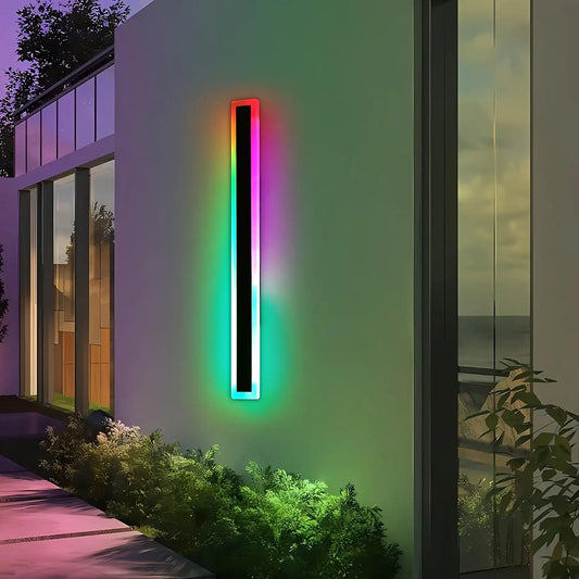 Outdoor Wall Lights Long Wall Sconce Dimmable With Remote Control Long Strip Modern LED Outdoor Wall Light Fixture 1 Pack Black Wall Mount Lighting Sconce Exterior Lights Wall Sconce For House Living Room Corridor - PulinGO