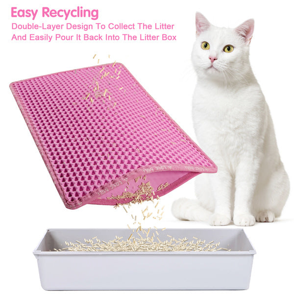 Double-Layer Rice-Shaped Cat Litter Pad – Waterproof EVA Non-Slip Mat for Easy Cleaning & Mess Control