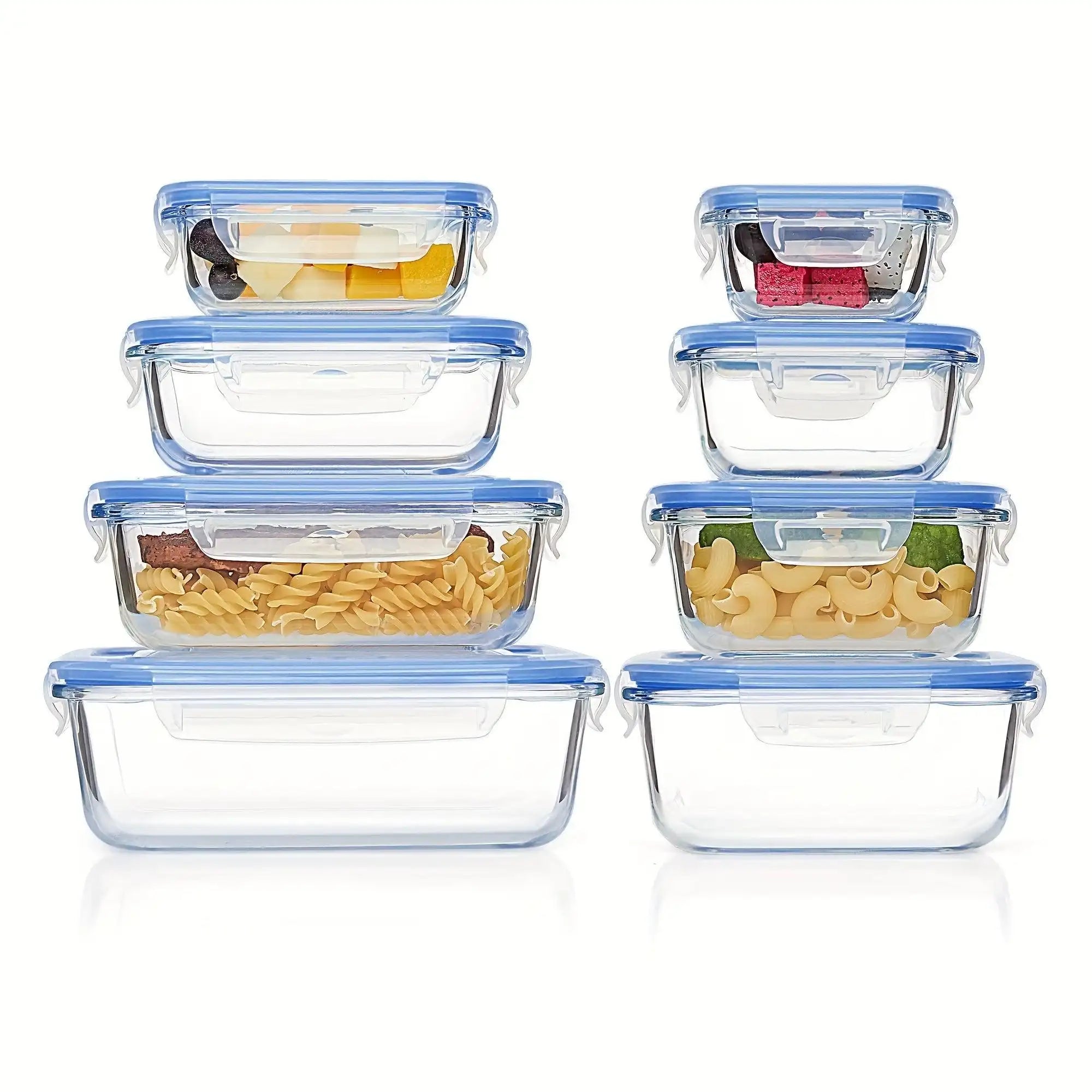 8pcs Glass Meal Prep Containers – Airtight, Leak-Proof, Microwave & Freezer Safe - PulinGO