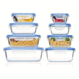 8pcs Glass Meal Prep Containers – Airtight, Leak-Proof, Microwave & Freezer Safe - PulinGO