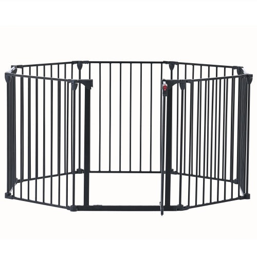 200" Adjustable Safety Gate – 8-Panel Metal Play Yard & Door Gate, Configurable Freestanding Barrier for Stairs, Fireplaces, Pets & Christmas Trees