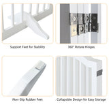 27.6″ Tall 4-Panel Freestanding Wooden Pet Gate – Foldable Safety Fence with Support Feet