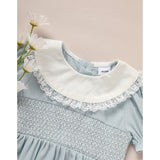 Toddler Girls Smocked Dress – Cute Puff Short Sleeve Princess Outfit with Lace Crew Neck, Elegant Party Dress for Birthdays & Special Occasions