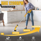 24 V Electric Spin Scrubber – Adjustable Extension Handle + 8 Brush Heads, 2-Speed Ergonomic Cleaner for Bathroom, Kitchen, Car & Walls