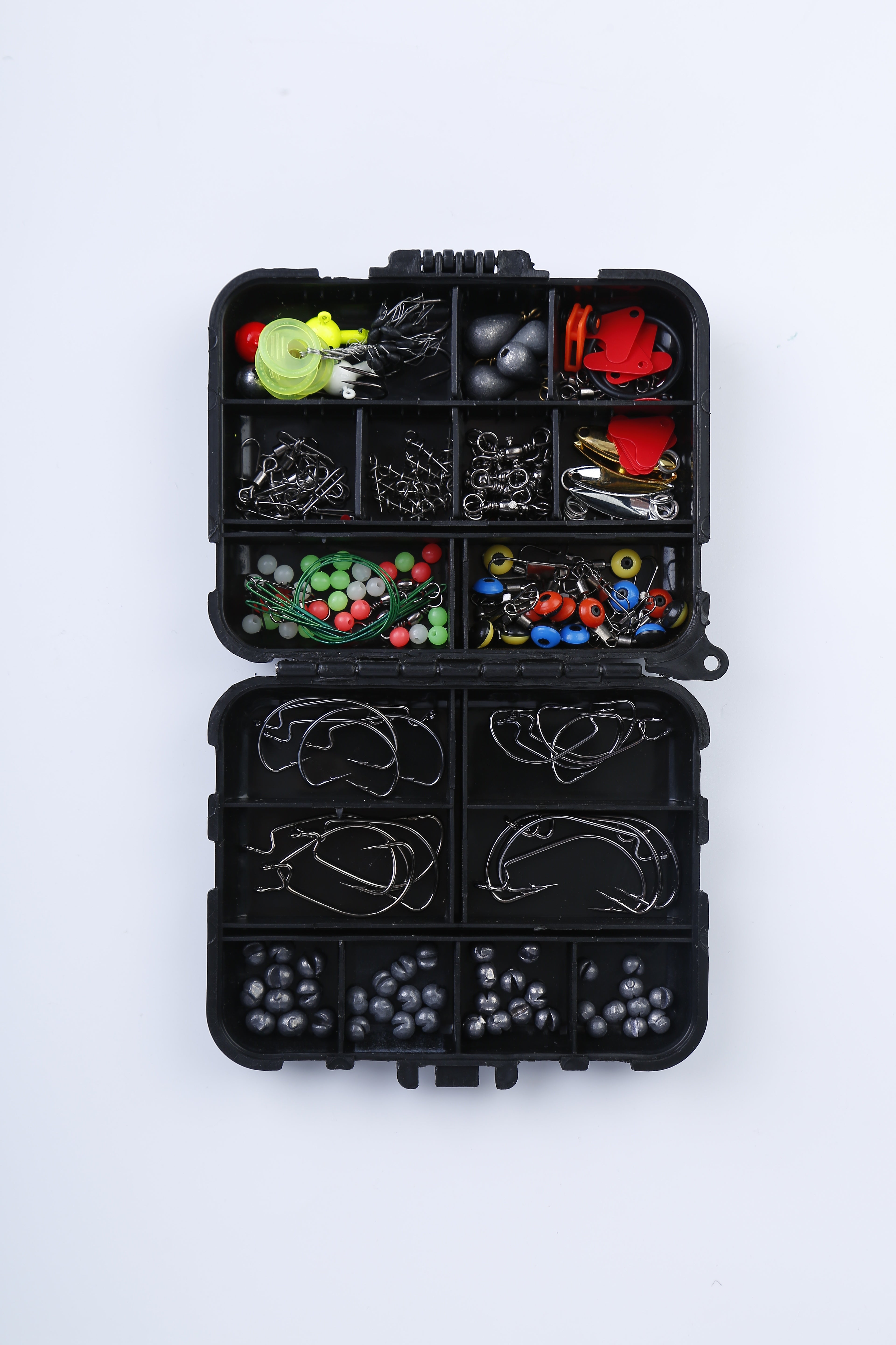 188-Piece Fishing Tackle Accessory Kit - Complete Set with Hooks, Sinkers, Swivels & More in Tackle Box