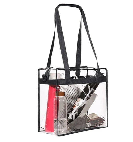 2-Pack Clear PVC Tote Bags 👜 Large Transparent Handbag with Zipper – Stadium Security Approved