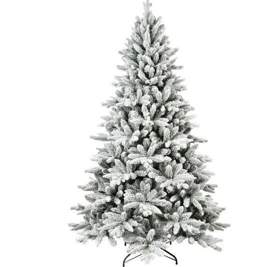 5-Ft PVC & PE Flocked Hinged Artificial Christmas Tree – Eco-Friendly & Fire-Resistant