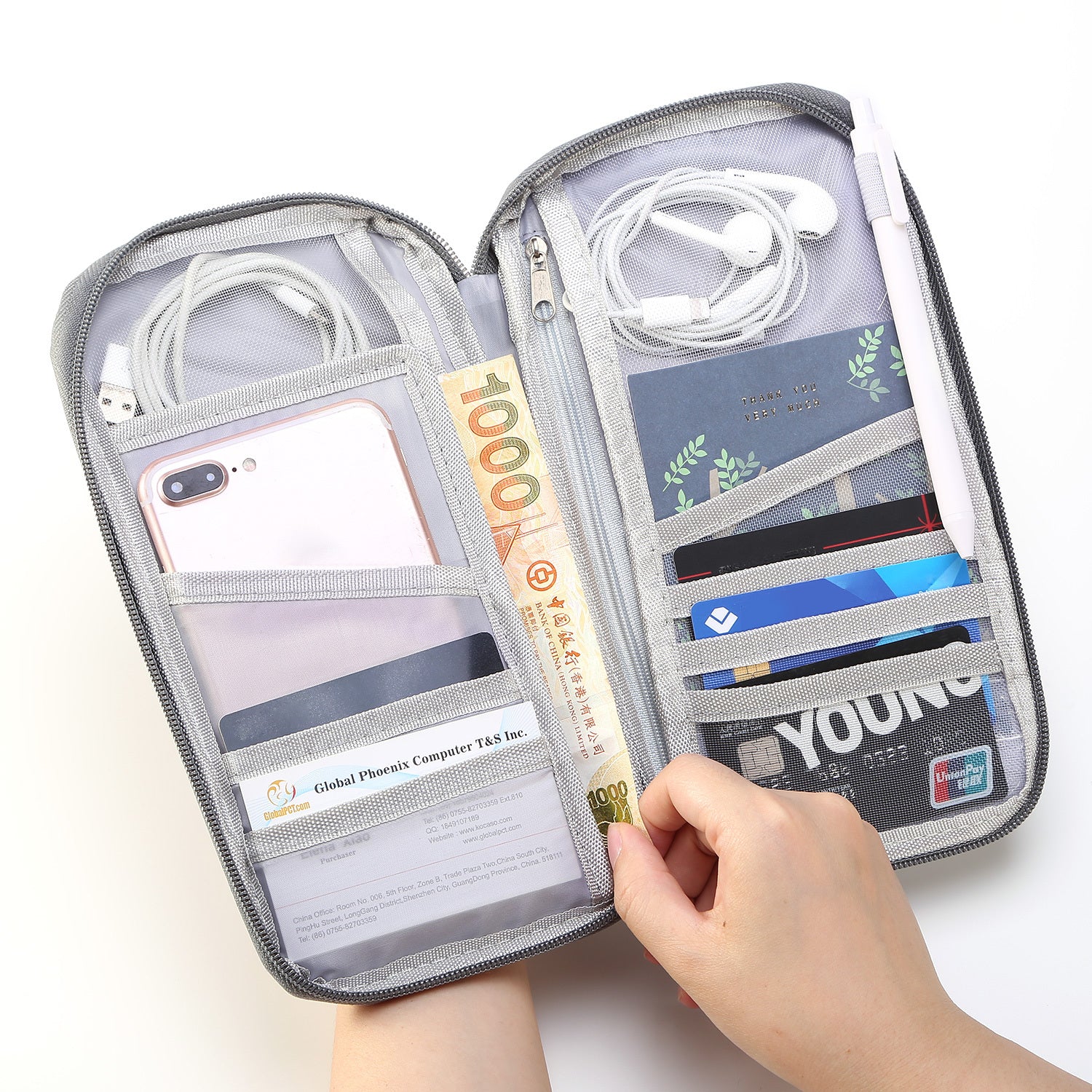 Travel Passport Wallet & Document Organizer 🛂 12-Cell Waterproof ID, Card & Ticket Holder with Zipper Case
