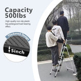 Durable 4-Step Folding Ladder with Safety Handle & Anti-Skid Pedals