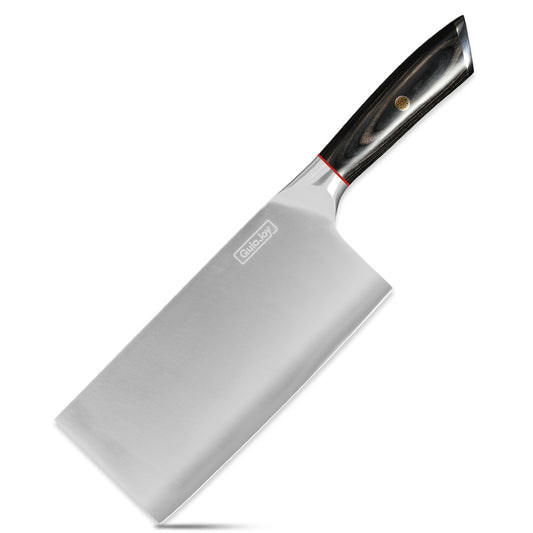Qulajoy 7.3‑Inch High‑Carbon Stainless Steel Meat Cleaver – Professional Butcher Chopper with Secure Hardwood Handle
