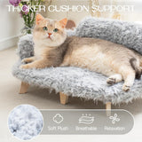 Mewoofun Elevated Cat Bed – 26"x18.3"x8.5" Wooden Pet Sofa with Washable Cover for Cats & Small Dogs, Grey