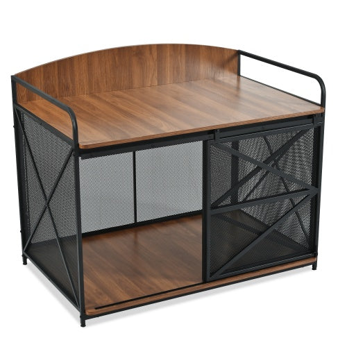 42.8-Inch Heavy-Duty Dog Crate Furniture – Farmhouse Wooden Kennel & Coffeetable