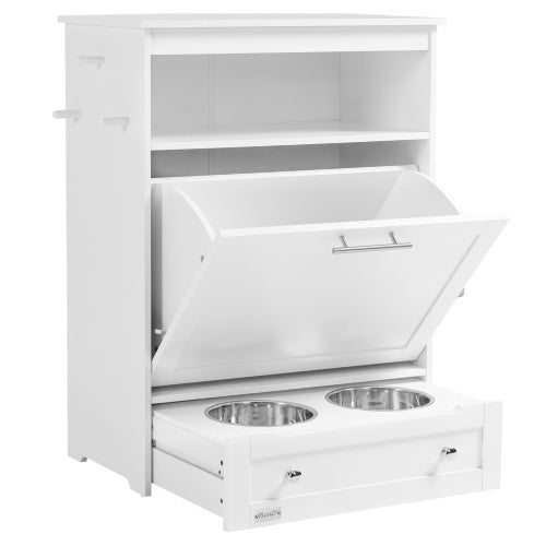 Pet Feeder Station with Lockers – Concealed Feeding Station with Storage & Stainless Steel Bowls for Dogs & Cats