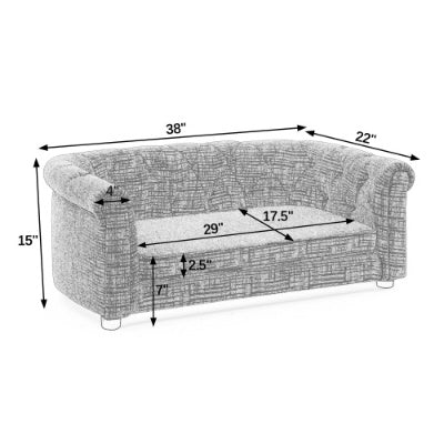 Contemporary Linen Pet Sofa – Rectangular Design with Arc-Shaped Backrest & Armrests