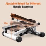 Mini Stepper with Resistance Bands - Compact Stair Stepper Machine with LCD Monitor for Full Body Workout