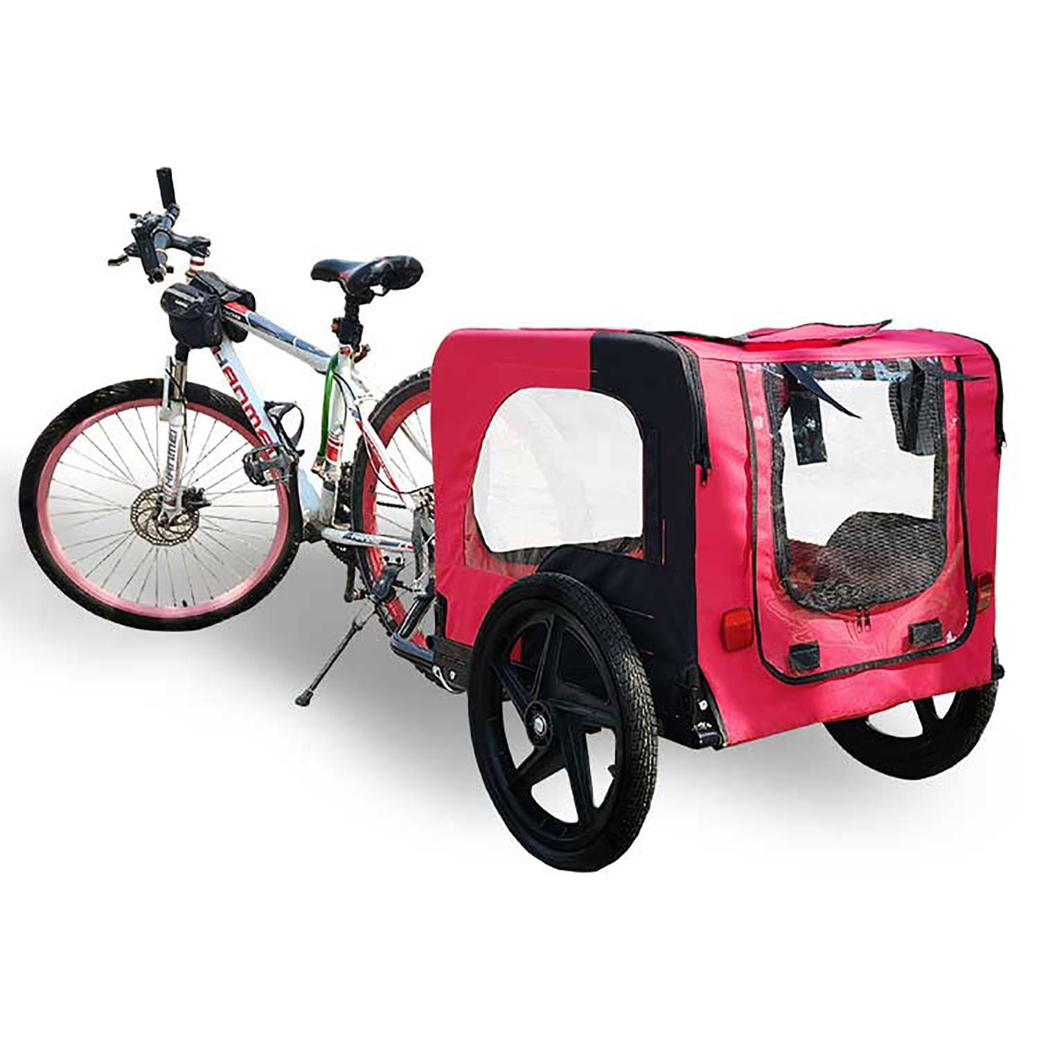 Bicycle Trailer for Pets – Outdoor Foldable Dog Trailer with Safety Reflectors, Mesh Windows & Sturdy Frame for Small & Medium Dogs