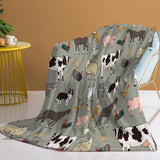 Various Animals Flannel Velvet Blanket – Soft Pig & Horse Print, Lightweight & Durable Throw for Home, Travel & Gift (75×100 cm · 130×150 cm · 150×200 cm)