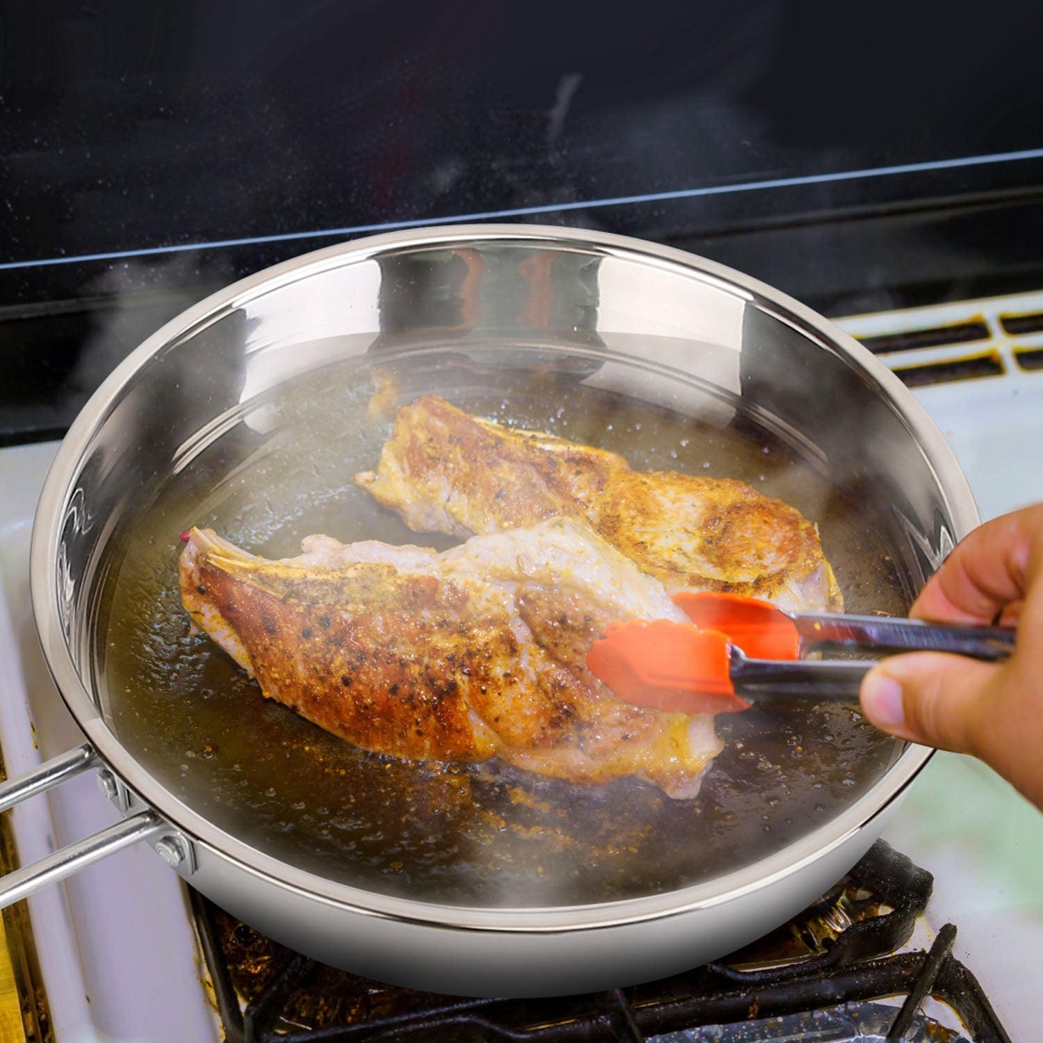 4‑Piece Stainless Steel Cookware Set – Frying Pan, 2 Qt Saucepan, 2.7 Qt & 3.7 Qt Stockpots with Lids