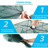 Foldable Fishing Bait Trap - 6-Hole Automatic Net for Shrimp, Crab, Minnow & Crawfish