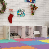Modern Cat Litter Box Furniture – Double Room Wooden Cat Litter Enclosure with Cat Door, Stylish Indoor Pet Cabinet