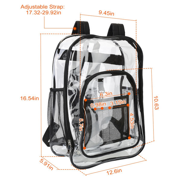 Large Transparent School Bag – Clear Backpack for School, Stadium, Travel & Events