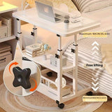 Double-Layer Metal Foldable Desk with Wheels & Storage Rack – Adjustable Height Workspace for Bedroom, Living Room & Office 🖥️
