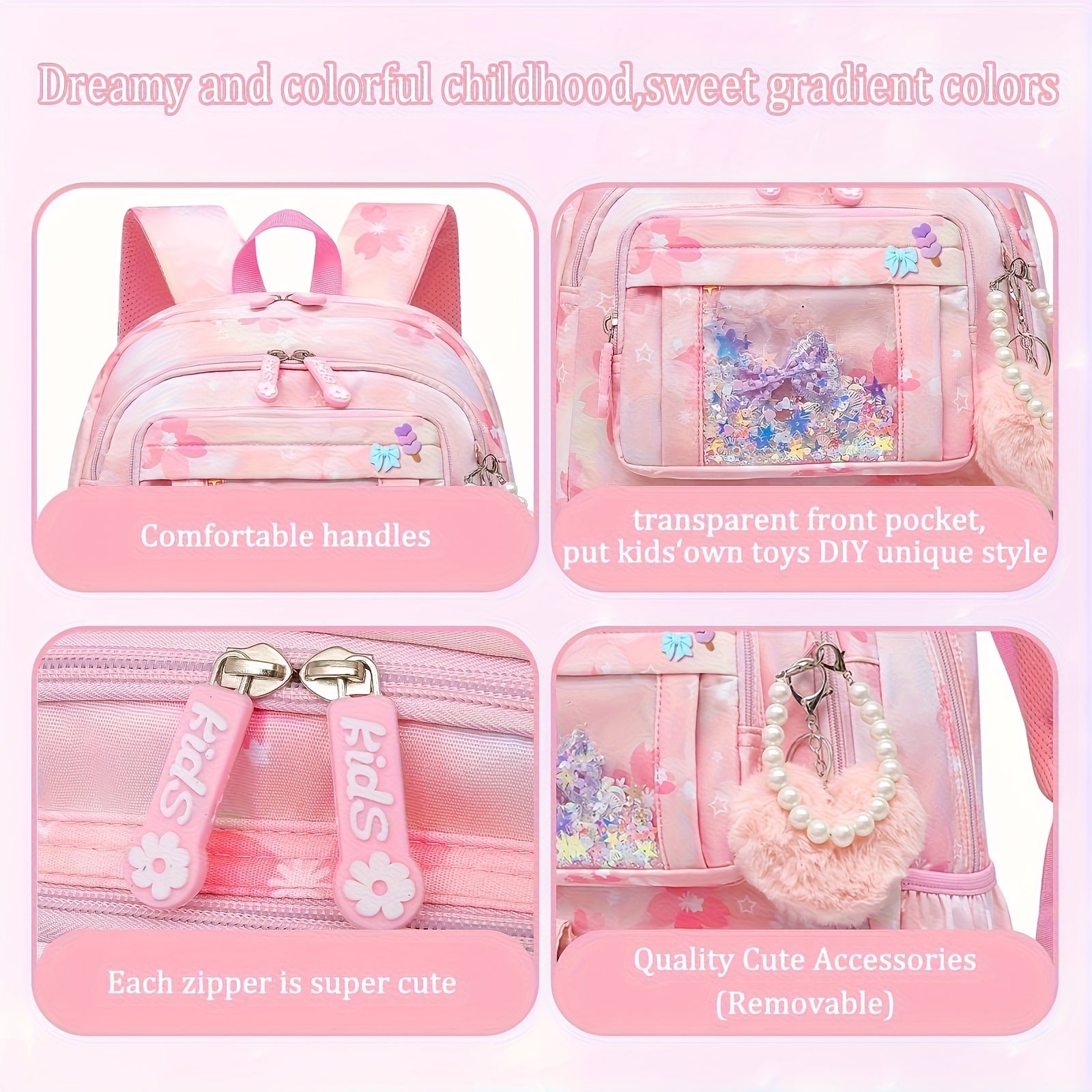 Sanrio Hello Kitty Girls Backpack & Duffel Bag Set – Pastel Pink Large-Capacity School Bag + Travel Luggage