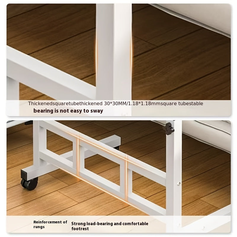 Double-Layer Metal Foldable Desk with Wheels & Storage Rack – Adjustable Height Workspace for Bedroom, Living Room & Office 🖥️