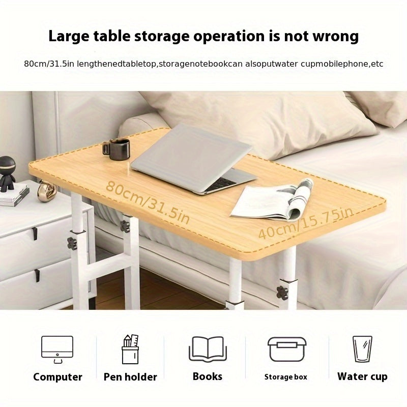 Double-Layer Metal Foldable Desk with Wheels & Storage Rack – Adjustable Height Workspace for Bedroom, Living Room & Office 🖥️
