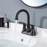 2‑Handle 4‑Inch Oil Rubbed Bronze Bathroom Faucet – Elegant Centerset Design with Pop‑Up Drain & Hoses