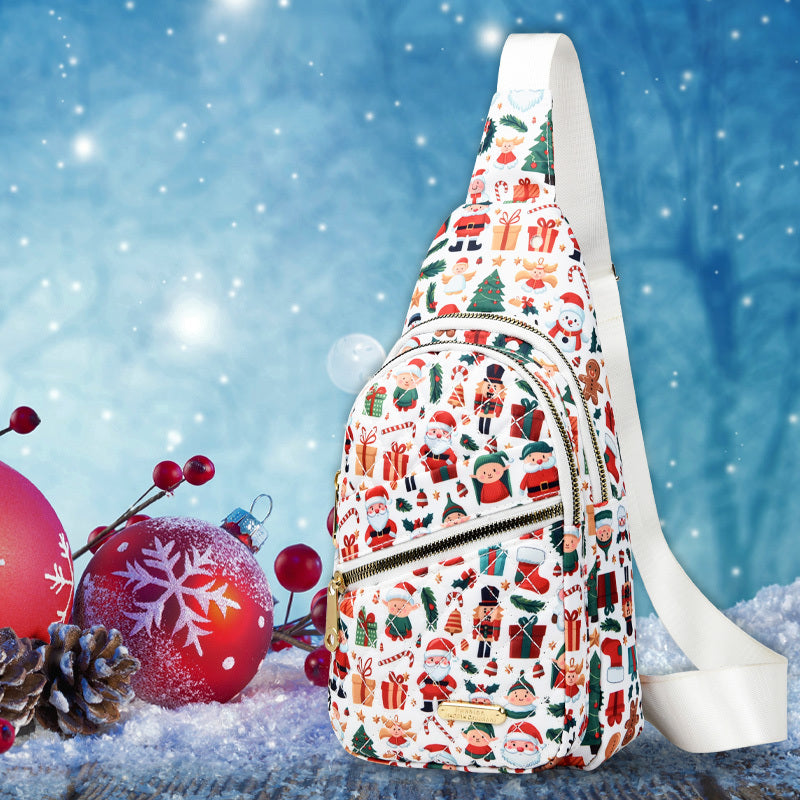 Christmas Holiday Chest Bag 🎄 Festive Crossbody Sling Bag for Travel, Gifts & Parties