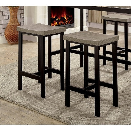 5‑Piece Counter Height Dining Table Set – Two‑Tone Black & Gray PVC Top with 4 Cushioned Chairs